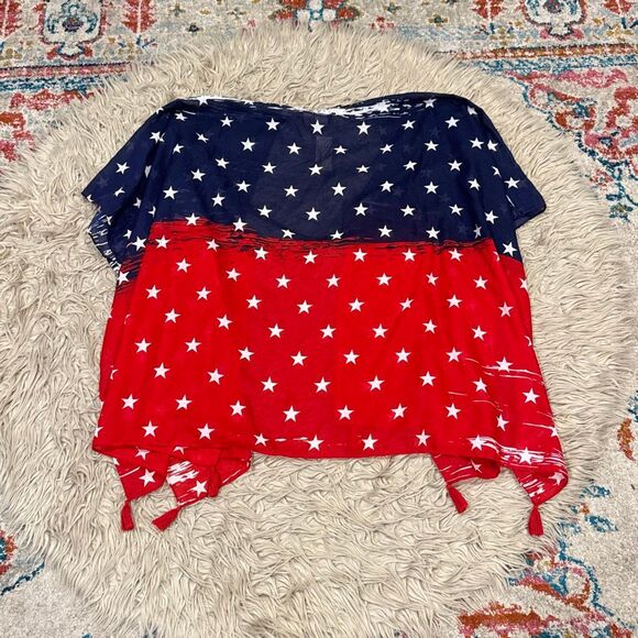 NWT American flag shawl one size - Picture 6 of 6